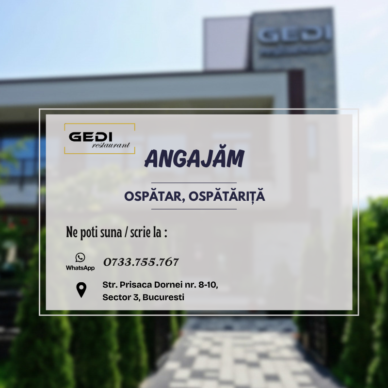 Ospatar, ospatarita pentru restaurant Gedi